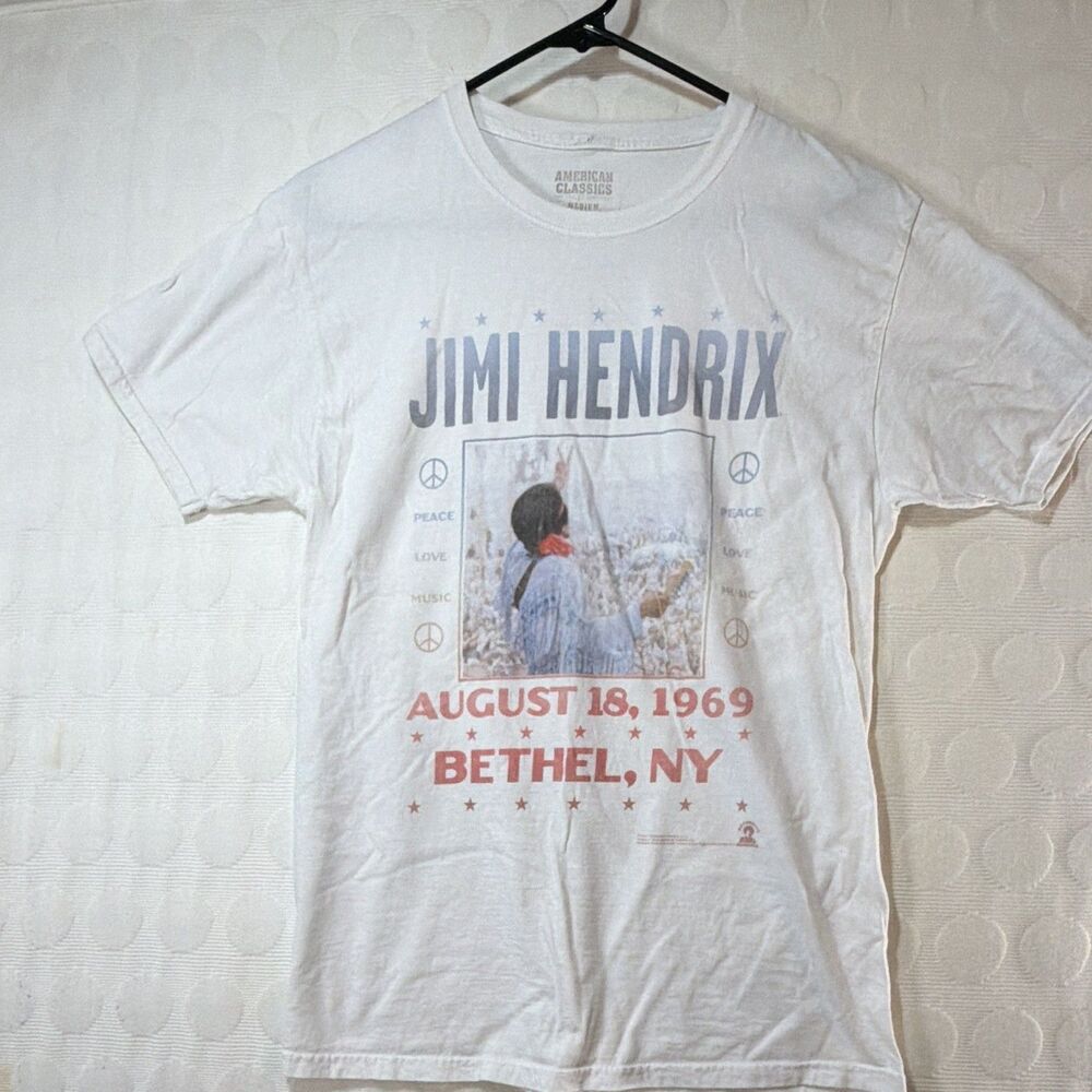 Jimi Hendrix Woodstock 1969 Bethel NY American Classics T-Shirt Mens Medium